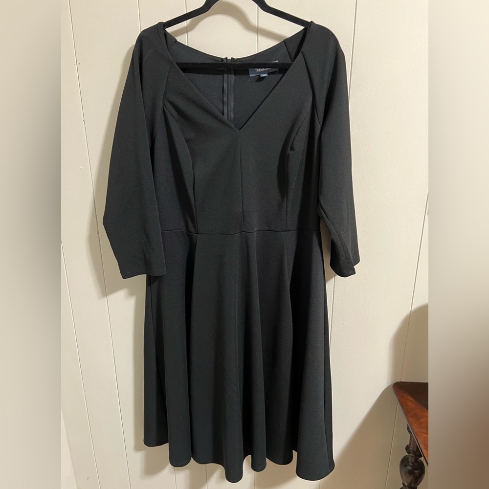 ModCloth 2x 18/20 black stretch dress 3/4 sleeves skater skirt retro pretty